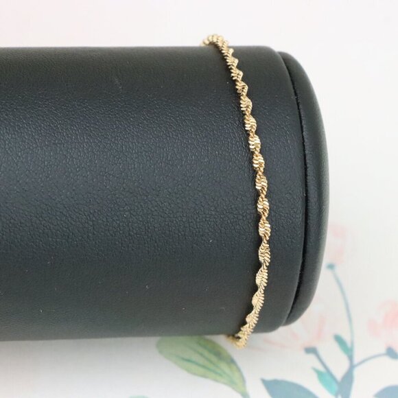 "Delicate Twist Chain Rose Gold Bracelet in Gold-Plated Brass, XPBL1110 - Picture 10 of 13
